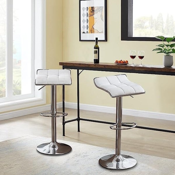 Ebello Bar Stools Set of 2 Square Backless Adjustable Tall Stools