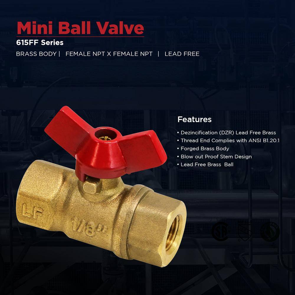 The Plumber's Choice 18 in. Lead Free Brass FIP and FIP Full Port Ball Valve with Butterfly Handle 837GG230-NL