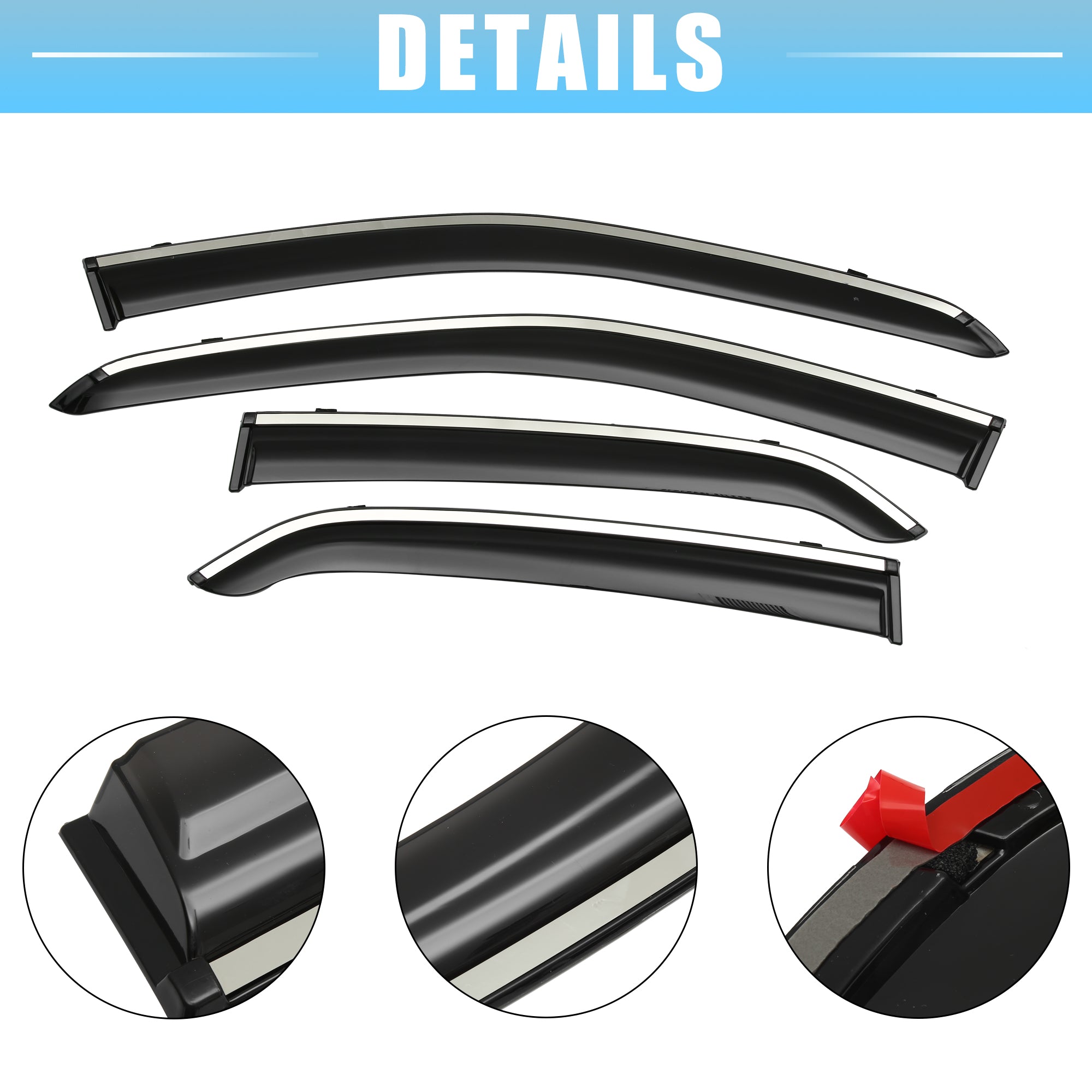 Unique Bargains 1 Set Window Vent Visor Deflectors Rain Guards Fit for Buick Encore 2013-2022 Black