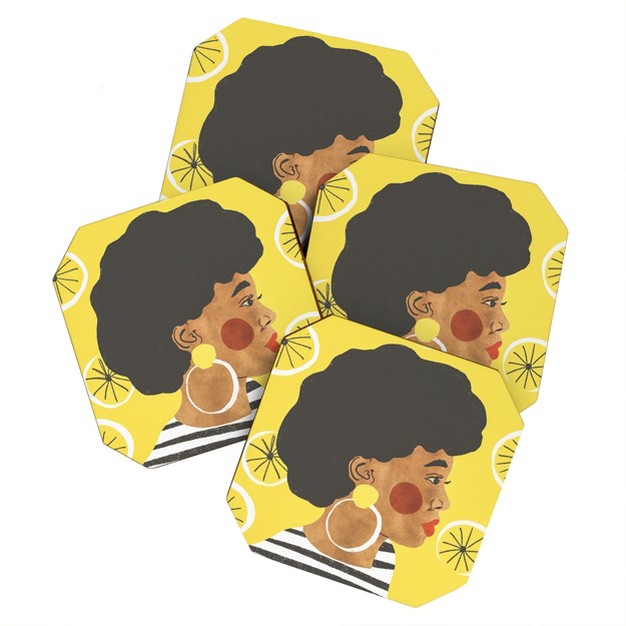 Gigi Rosado Lemonade I Coaster Set Deny Designs