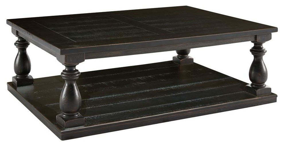 Ashley Furniture Mallacar Rectangular Wood Coffee Table in Black   Traditional   Coffee Tables   by ShopLadder  Houzz