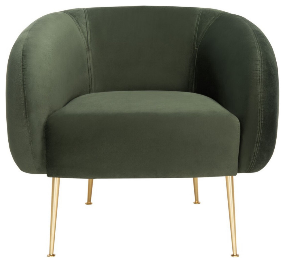 Thimble Poly Blend Accent Chair Green/Gold   Midcentury   Armchairs And Accent Chairs   by AED Luxury Home Decor  Houzz