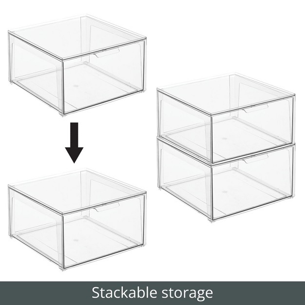 Mdesign Plastic Stacking Closet Storage Organizer Bin With Pull Drawer