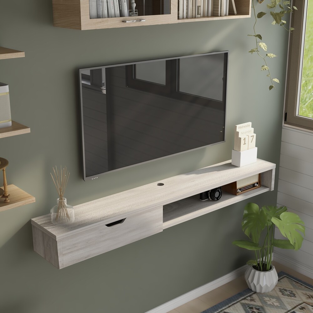 Rydstorp Contemporary 60 inch 1 Drawer Wall mounted TV Console by Carson Carrington