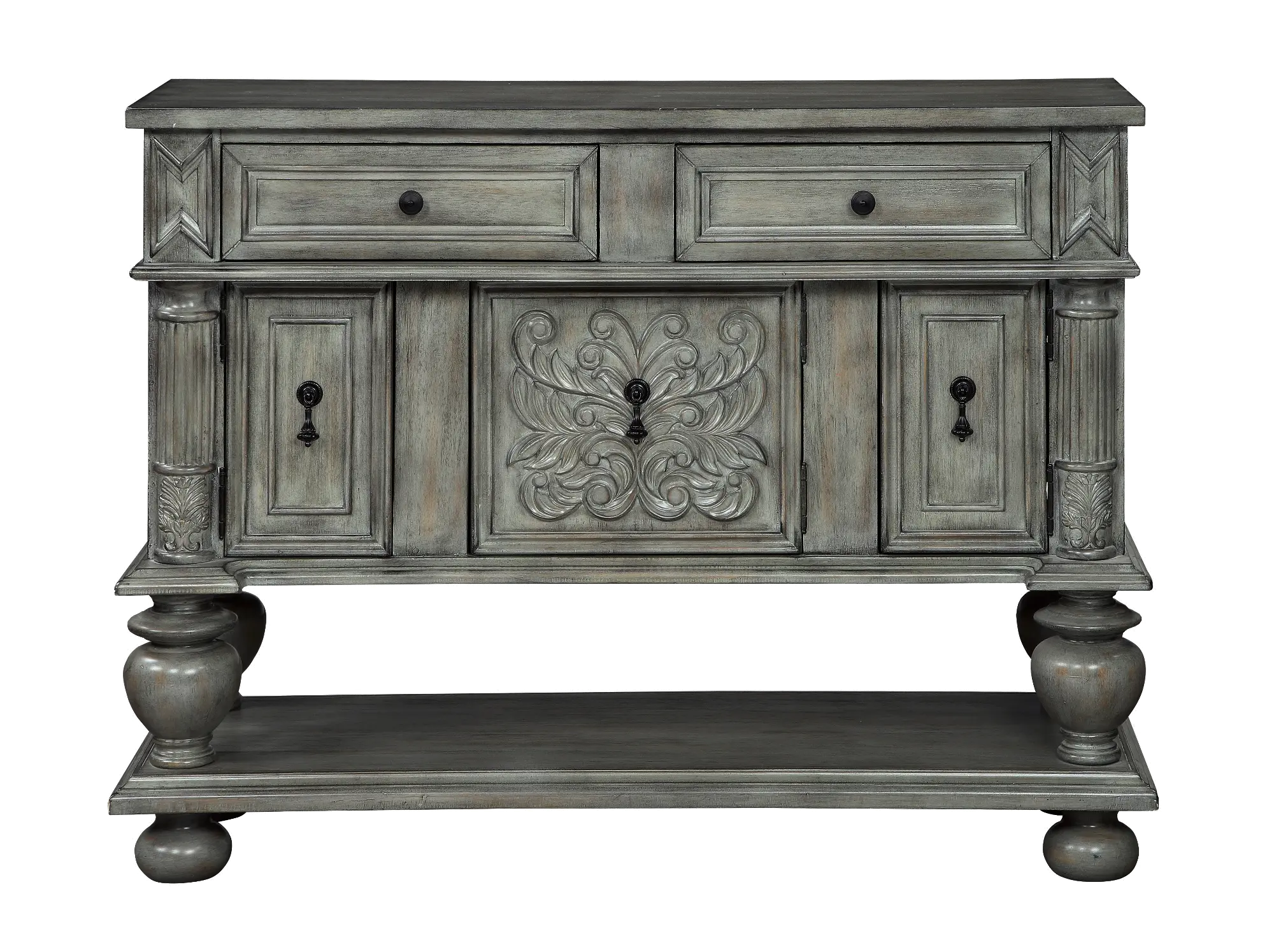 Traditional Burnished Gray Storage Accent Cabinet