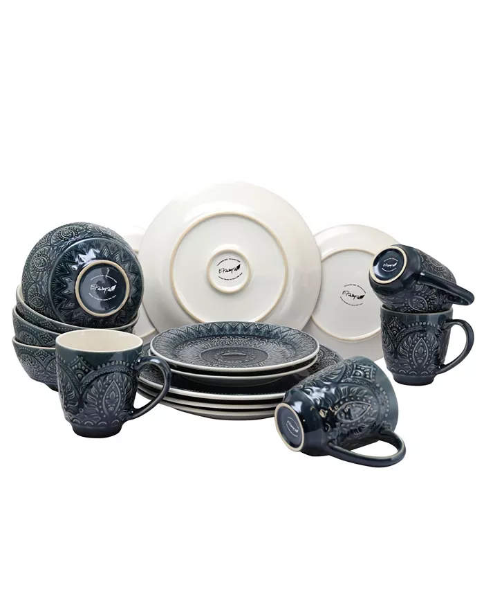 Elama Petra 16 Piece Stoneware Dinnerware Set