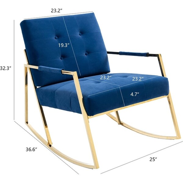 Modern Velvet Rocking Chair with Golden Frame