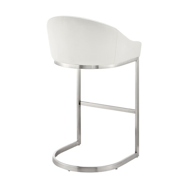 Lina 24 Inch Counter Stool Chair， Metal Cantilever Base， White Faux Leather