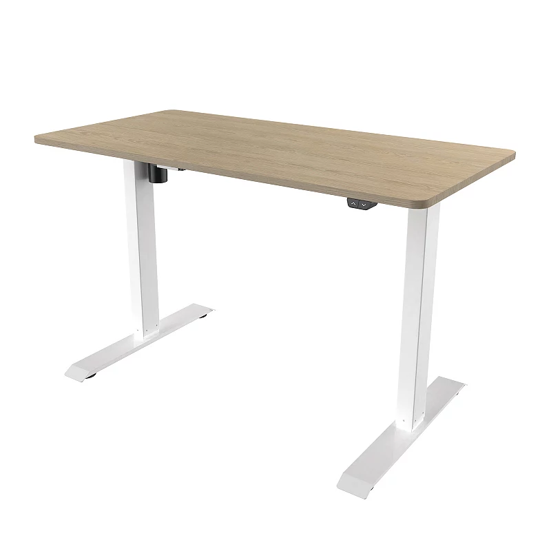 Techni Mobili Oak Finish Adjustable Sit to Stand Desk