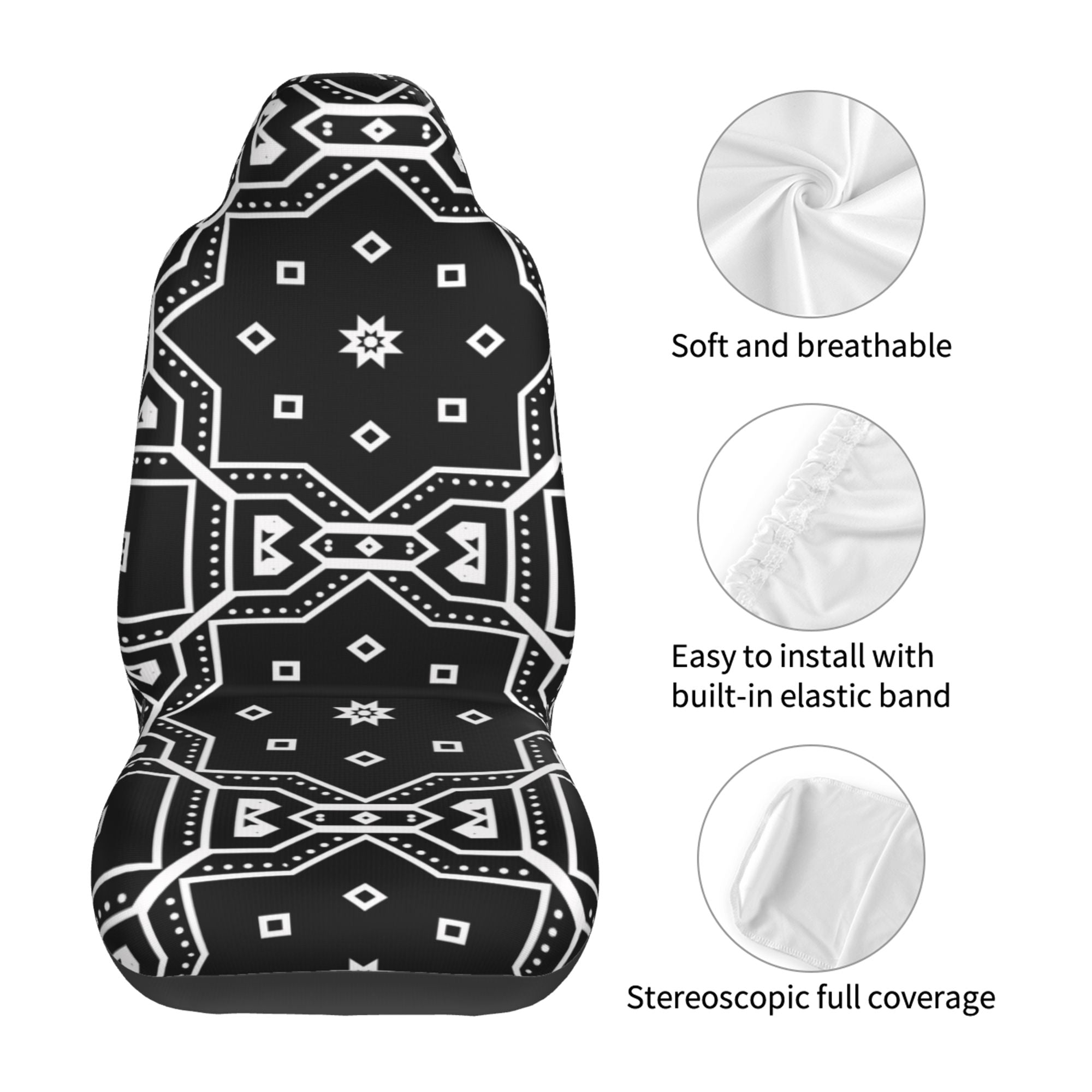 ZICANCN Car Seat Cover Black Geometry Car Front Seat Covers Protectors ， Automotive Seat Covers for Cars Trucks Suv