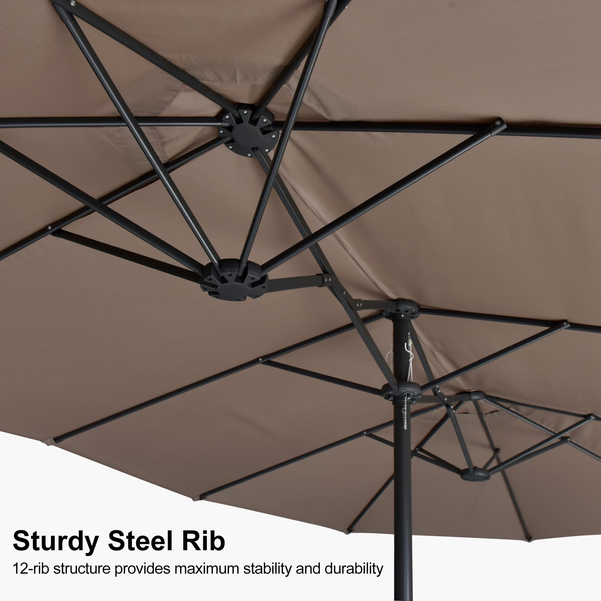 PURPLE LEAF Outdoor Garden Table Umbrella Double Sided Aluminum Rectangular Patio Market Umbrella with Base
