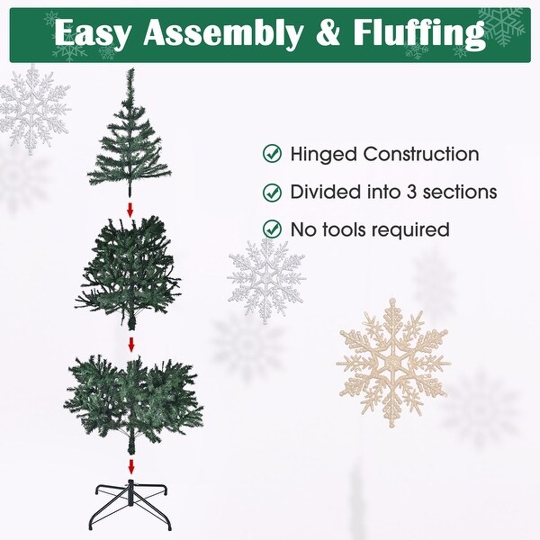 Yescom Christmas Tree Artificial，7Ft Green Xmas Tree，Folded Hinged，1000 Branch Tips Party Decoration