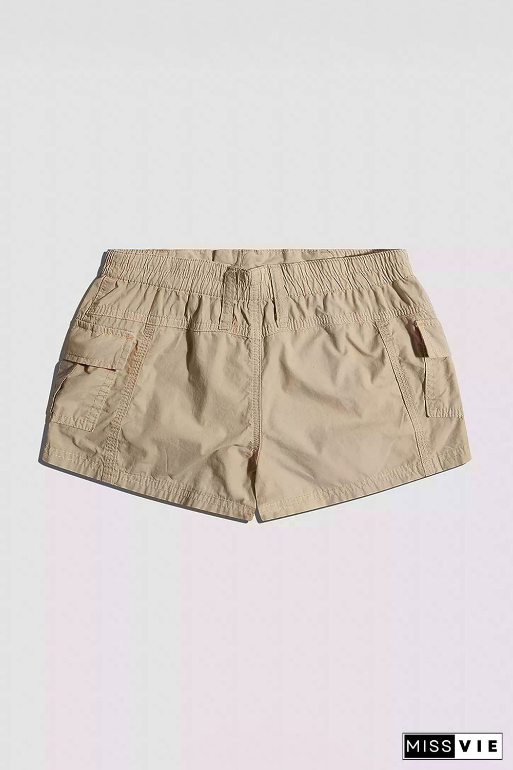 Flap Pocket Stitch Trim Low Waist Shorts