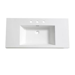 Fresca Mezzo 40 in. Drop-In Acrylic Bathroom Sink in White with Integrated Bowl FVS8010WH