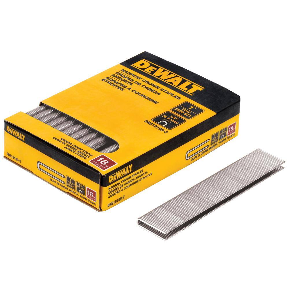 DW 14 in. x 1 in. 18-Gauge Glue Collated Crown Staple (2500 Pieces) DNS18100-2