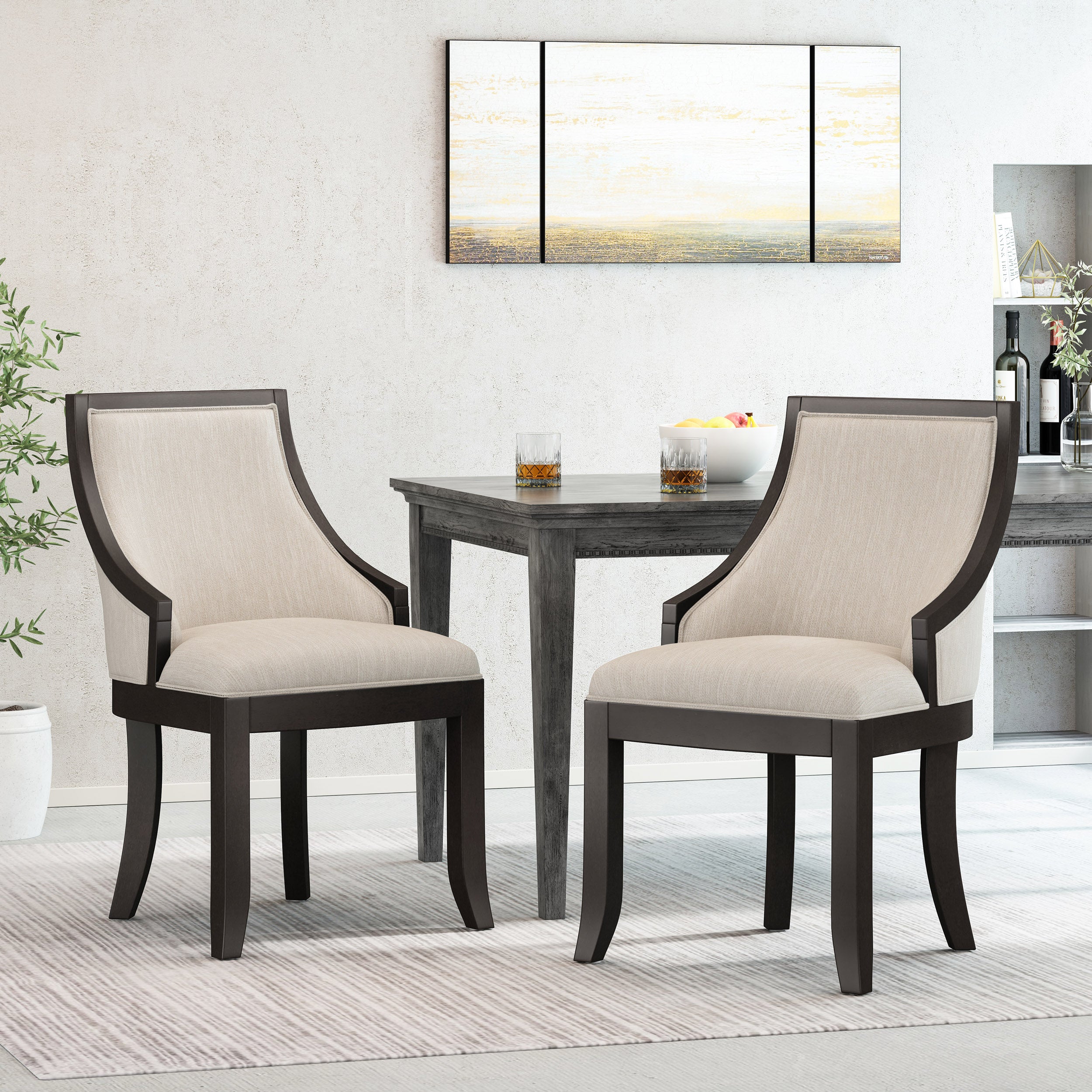 Monita Contemporary Upholstered Birch Wood Dining Chairs, Set of 2