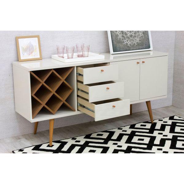 Utopia Wide Dresser in White Gloss and Maple Cream