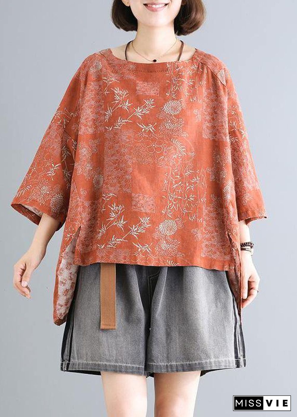 Simple chiffon tunics for women Organic Casual chiffon Print Dobby Blouse