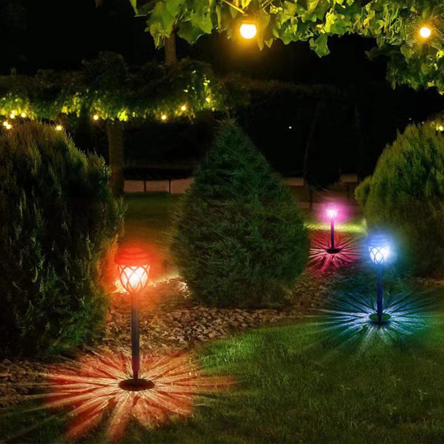 SOWAZ Solar RGB Color Changing Pathway Garden Lawn Patio Lights - Pack of 6