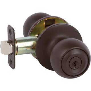 DELANEY HARDWARE Fairfield Classic Style Oil Rubbed Bronze Round Shape Entry Door Knob And Single Cylinder Deadbolt Keyed Alike KR3000