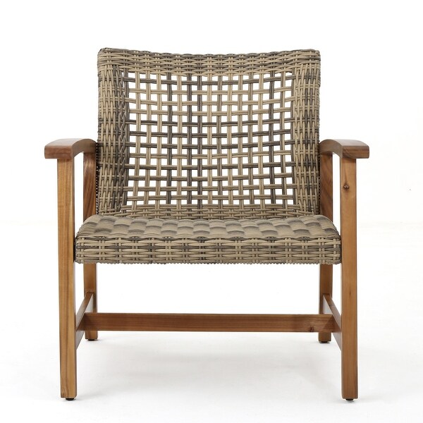 Hampton Outdoor Wood/Wicker Club Chair (Set of 2) by Christopher Knight Home