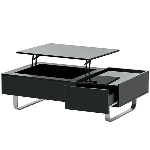 Multifunctional Coffee Table with Lifted Tabletop， High-gloss Surface Sofa Table for Living Room