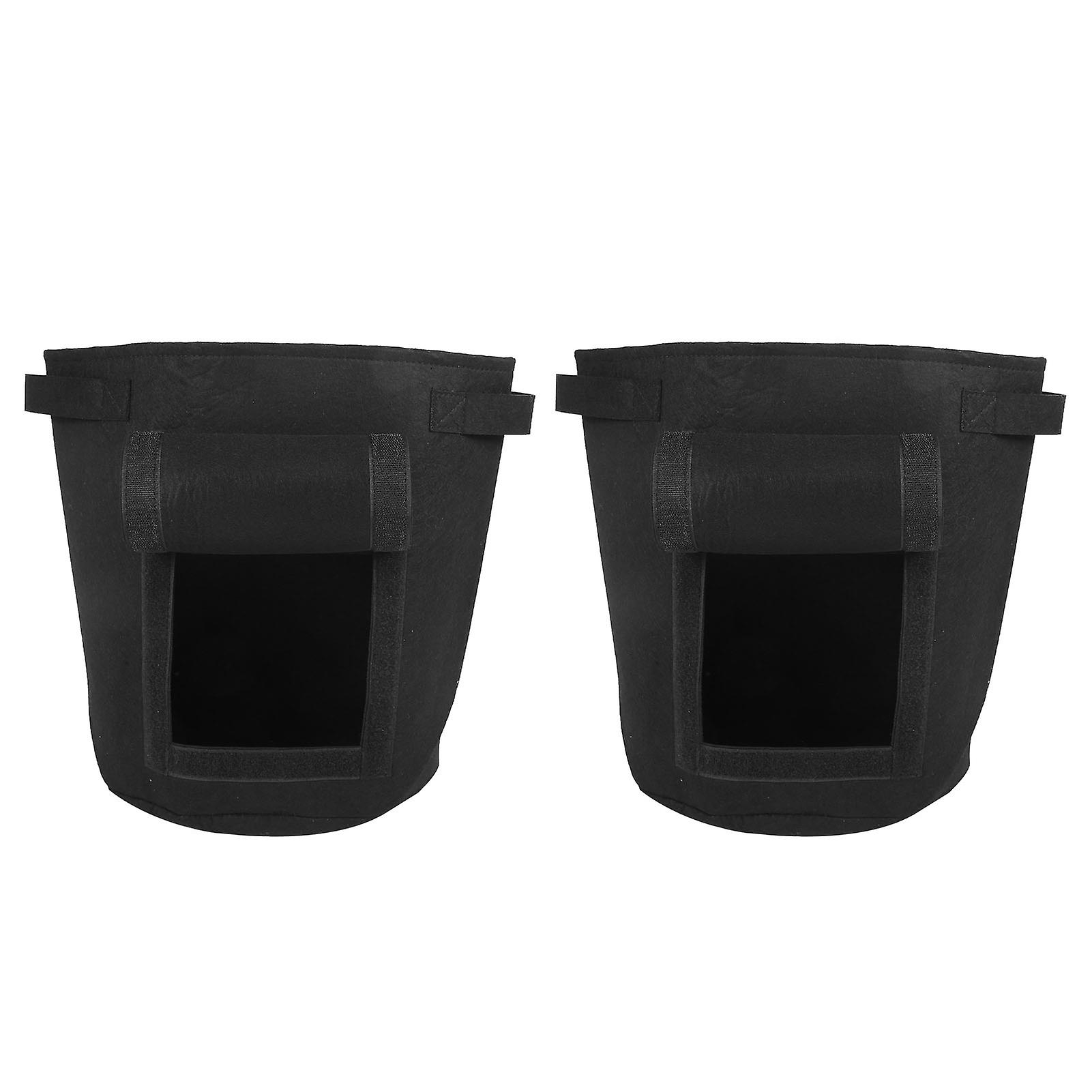 2pcs Plant Flower Grow Bags Home Garden Tools For Fruit Vegetable Gardening Growing Potsblack