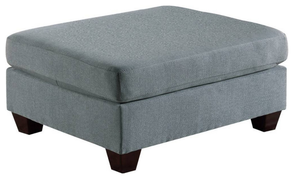 32 Inch Modern Square Ottoman With Plush Foam Seating Gray Linen Fabric   Transitional   Footstools And Ottomans   by Dot  ampBo  Houzz