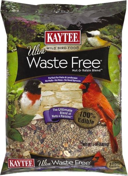 Kaytee Ultra Waste Free Nut and Raisin Blend Wild Bird Food， 5-lb bag