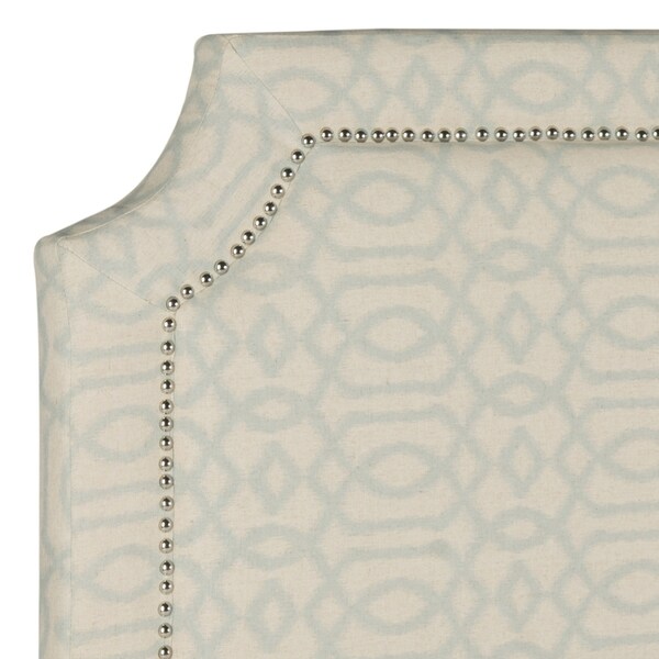 SAFAVIEH Shayne Wheat/ Pale Blue Pattern Upholstered Headboard - Silver Nailhead (Full) - - 10405655