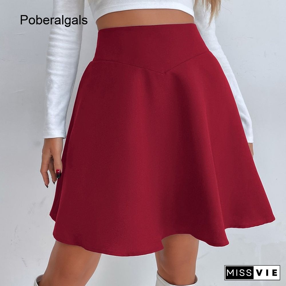 Chic Women Summer Skirts NEW Sexy Slim High Waist Casual All-match A-line Solid Puffy Temperament Pleated Mini Skirt Women