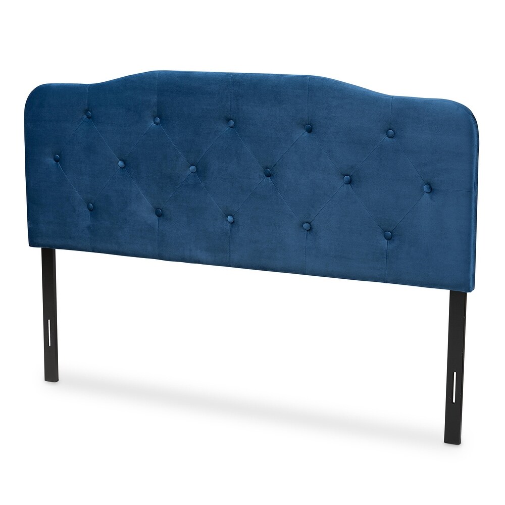 Gregory Modern   Contemporary Velvet Upholstered Headboard Navy Blue