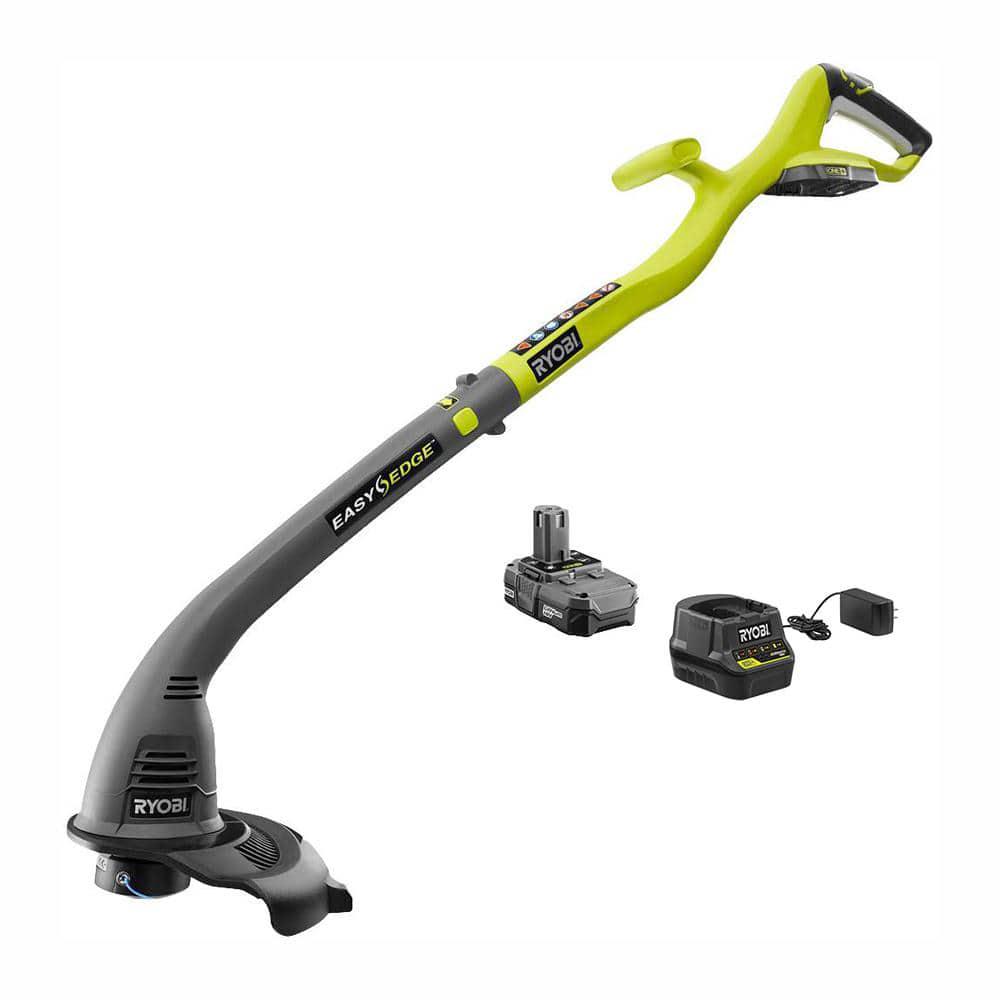 RYOBI ONE 18V 10 in Cordless Battery String Trimmer and Edger with 15 Ah Battery and Charger