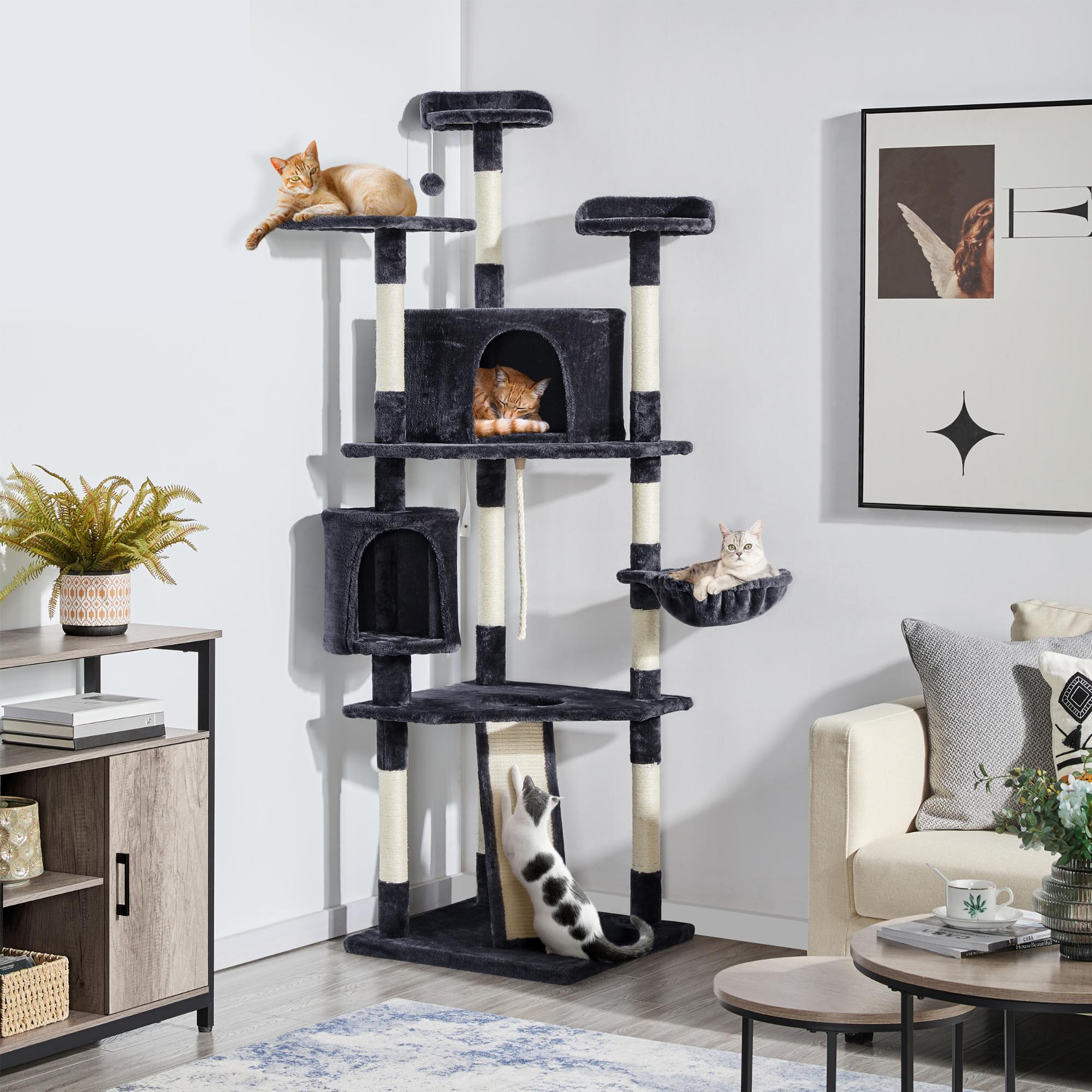 Topeakmart Black Large Cat Tree Tower， 79