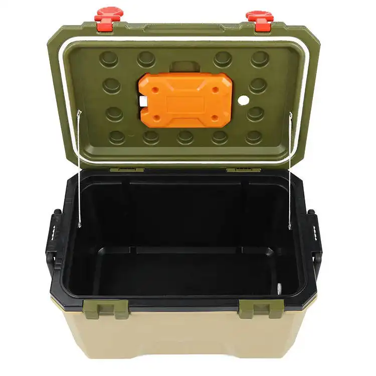 New Arrival retro cooler box Wholesale ice chest cooler box Pu foam 36L insulated plastic ice cooler box for camping   hiking