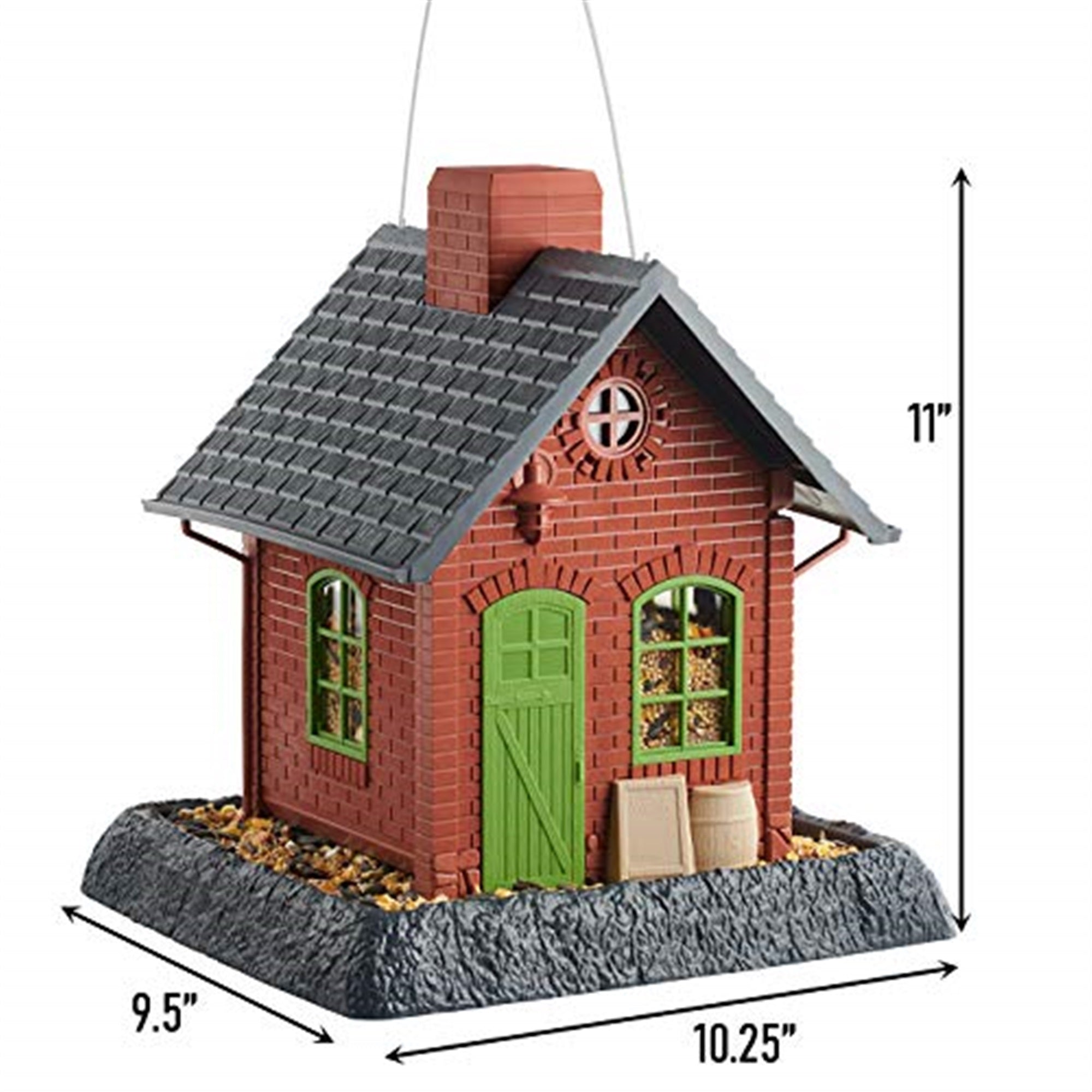 North States Village Collection Old Town Pub Birdfeeder - Holds 5lb Seed， Red