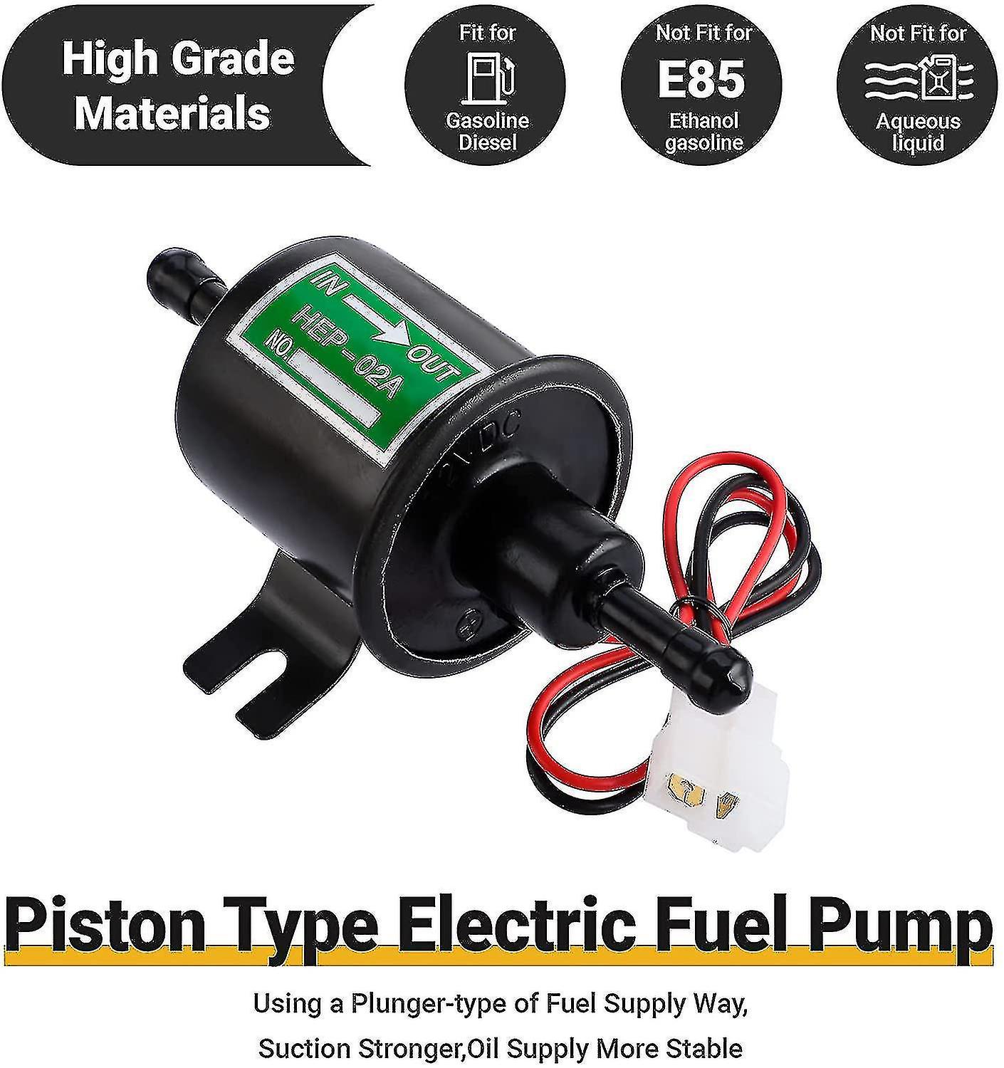 Universal 12v Electric Petrol Pump - 4-7psi Current 1.0-2.0a Inlet And Outlet Diameter 8mm (5/16