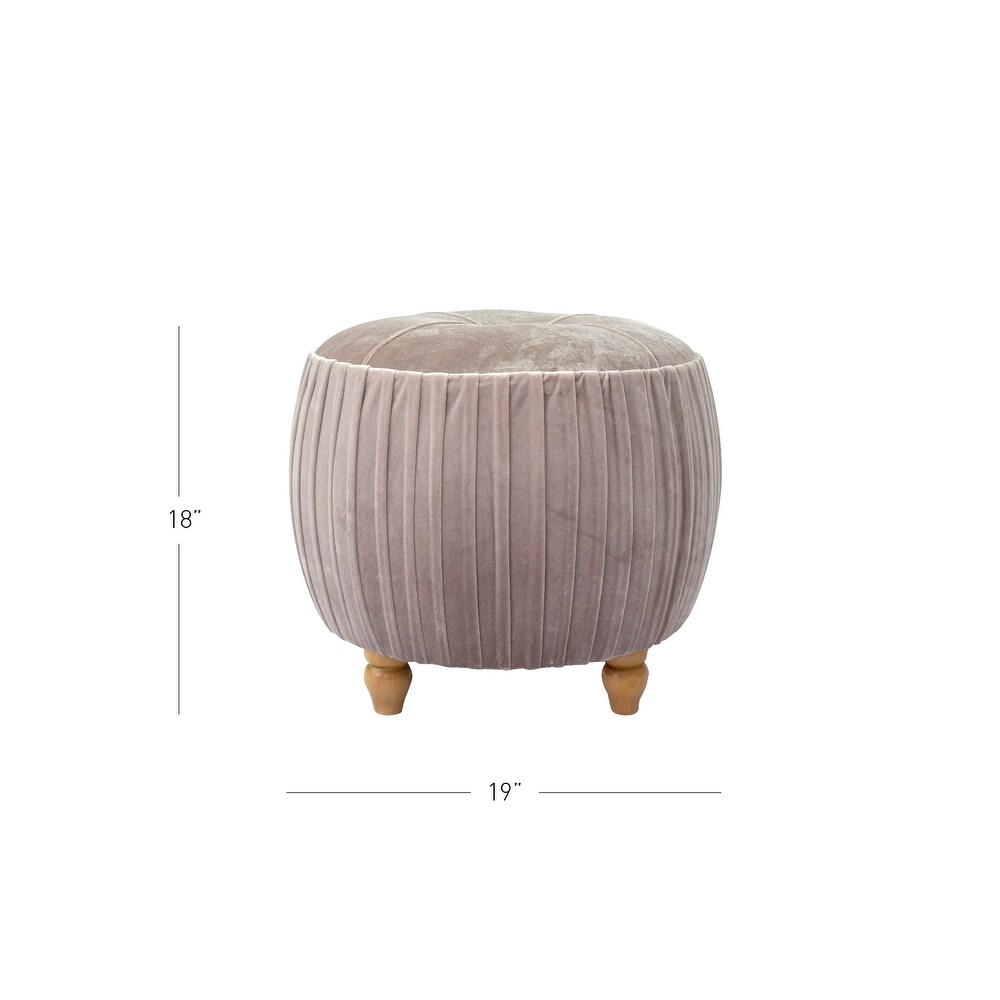 Helena Velvet Small Round Ottoman