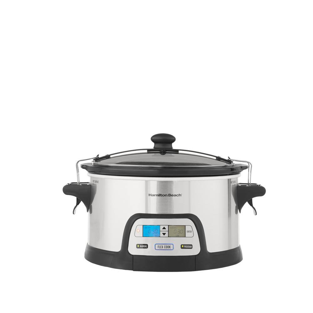 Hamilton Beach FlexCook 6 Qt. Silver Programmable Slow Cooker with Temperature Controls 33861