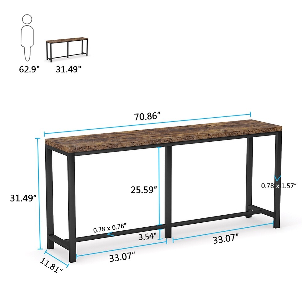 Extra Long Sofa Couch Console Table  71inch Narrow Entryway Hallway Table