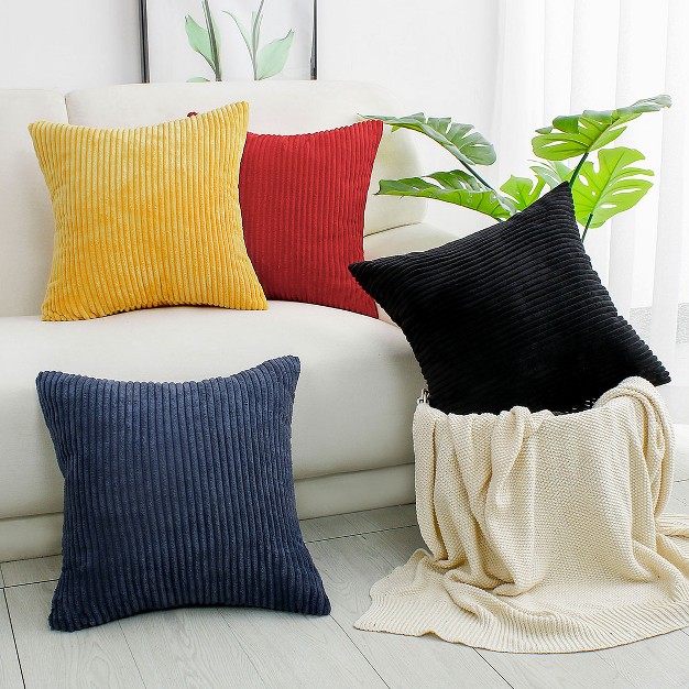 Piccocasa Soft Corduroy Striped Cushion Decorative Throw Pillowcase 2 Pcs