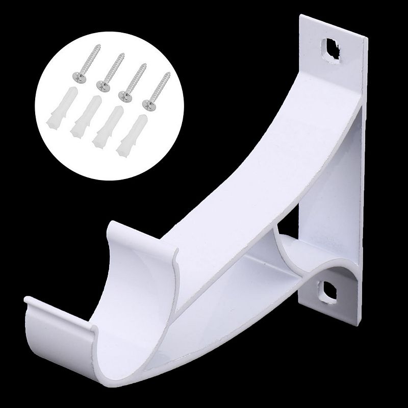 Window Drapery Curtain Rod Pole Hanging Hook Wall Bracket White 2pcs