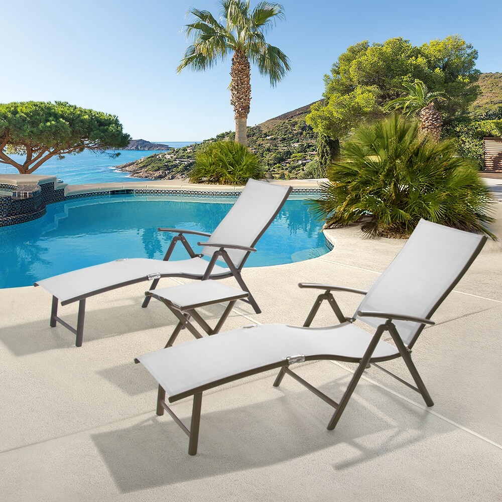 Pellebant Outdoor Adjustable Patio Chaise Lounge Chair and Table Set   N/A