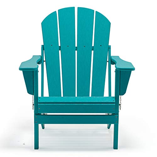 WestinTrends Outdoor Adirondack Chair, Plastic Fire Pit Chair, Weather Resistant Folding Patio Lawn Chair for Outside Deck Garden Backyard Balcony, Turquoise