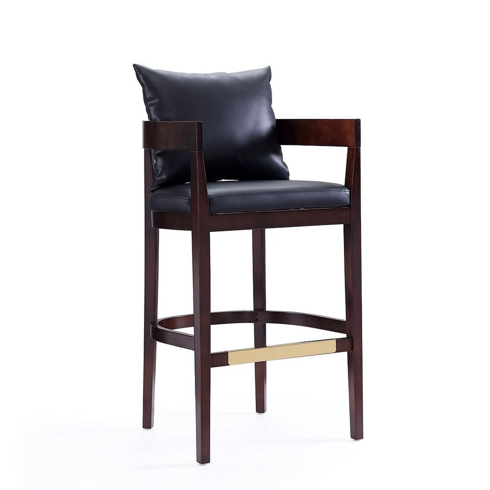 Manhattan Comfort Ritz 38 in. Dark Walnut Beech Wood Barstool (Set of 3)