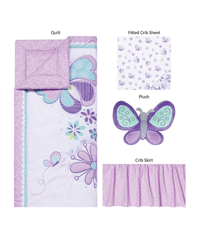 Trend Lab Sammy and Lou Butterfly Meadow 4 Piece Crib Bedding Set