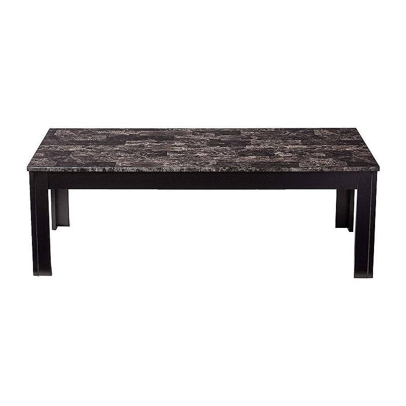 Impressive 3 piece occasional table set with marble top， black