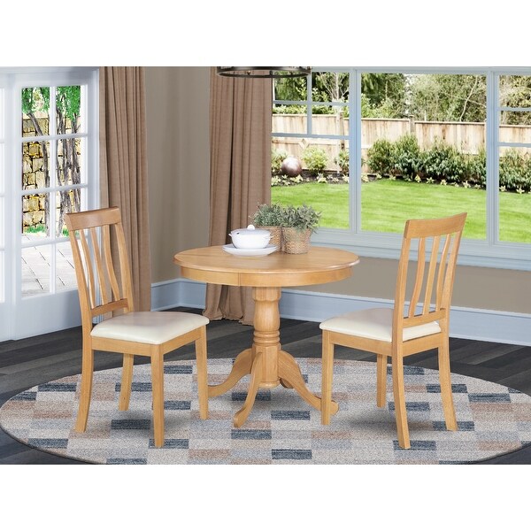 3 PC Oak Kitchen Table Set Including 1 Small Kitchen Table plus 2 Dining Chairs (Chair Seats Option)