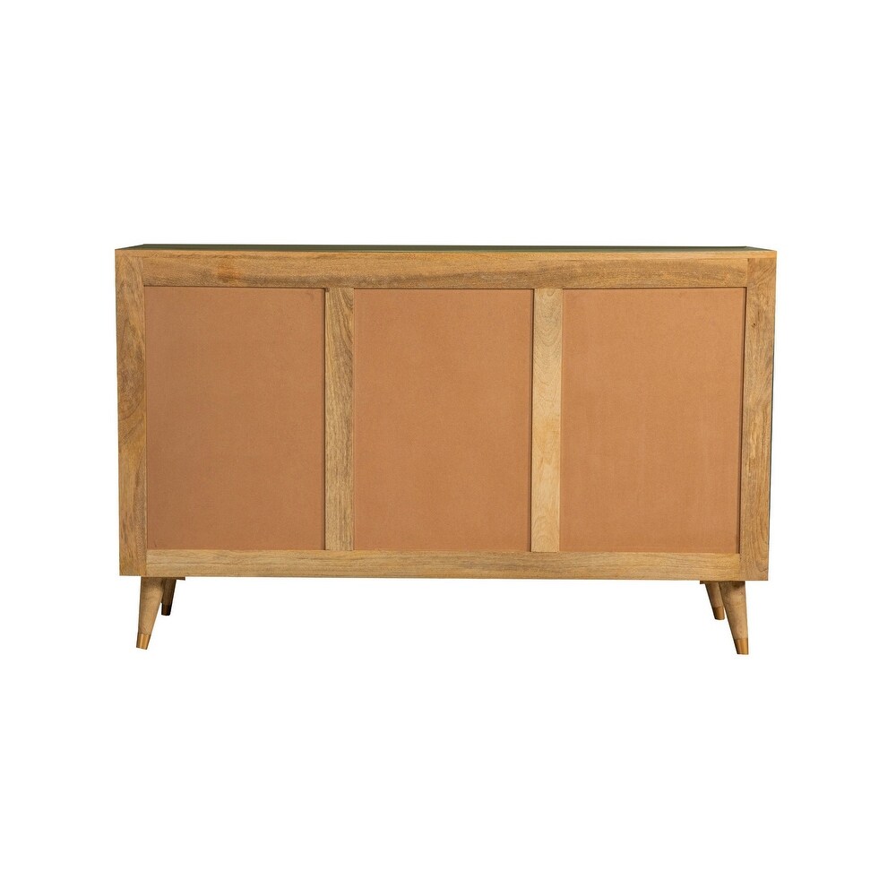 Liv 56 Inch 3 Door Sideboard Cabinet Console  Geometric  Natural Brown