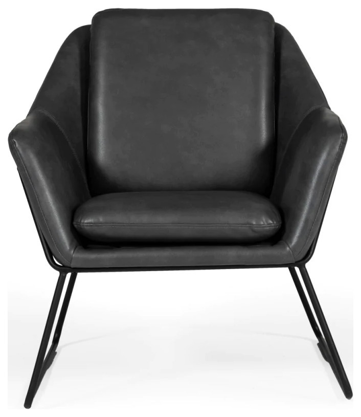 Jana Industrial Dark Gray Eco  Leather Accent Chair   Industrial   Armchairs And Accent Chairs   by V.S.D Furniture  Houzz